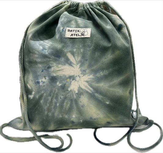 Kaunis ja kestävä  levän vihreä batiikkikangapussi