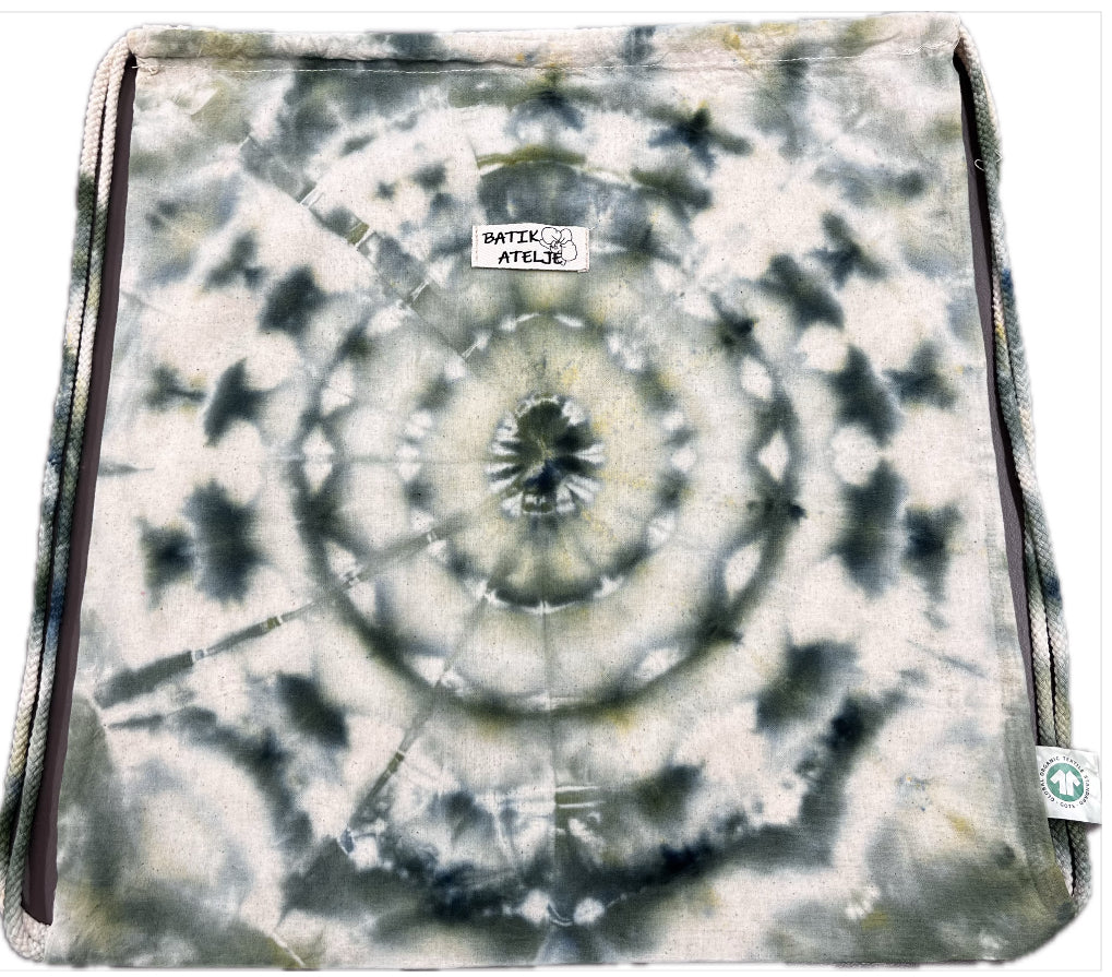 Kaunis ja kestävä  levän vihreä   batiikkikangapussi