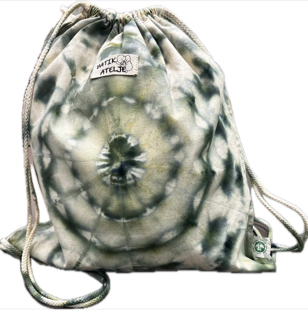 Kaunis ja kestävä  levän vihreä   batiikkikangapussi